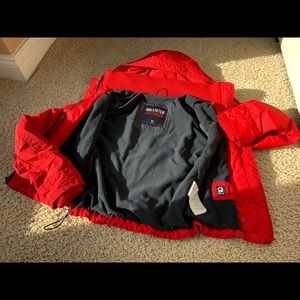 Red hooded Hollister jacket